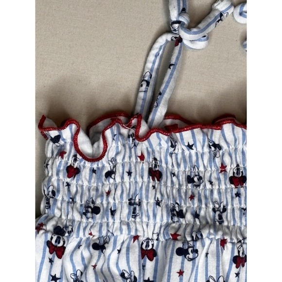 Disney Baby Girls Bow Strap Smocked Minnie Mouse Sleeveless Dress White 6-9 Mths - Picture 3 of 9